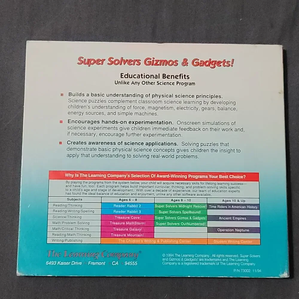 Vtg 1995 SUPER SOLVERS: GIZMOS & GADGETS PC CD-ROM